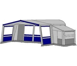 Te Velde Voortent De Vaart Lux 240 Cm Blauw -Campingwinkel te velde voortenten met uitbouw en luifel de vaart lux blauw